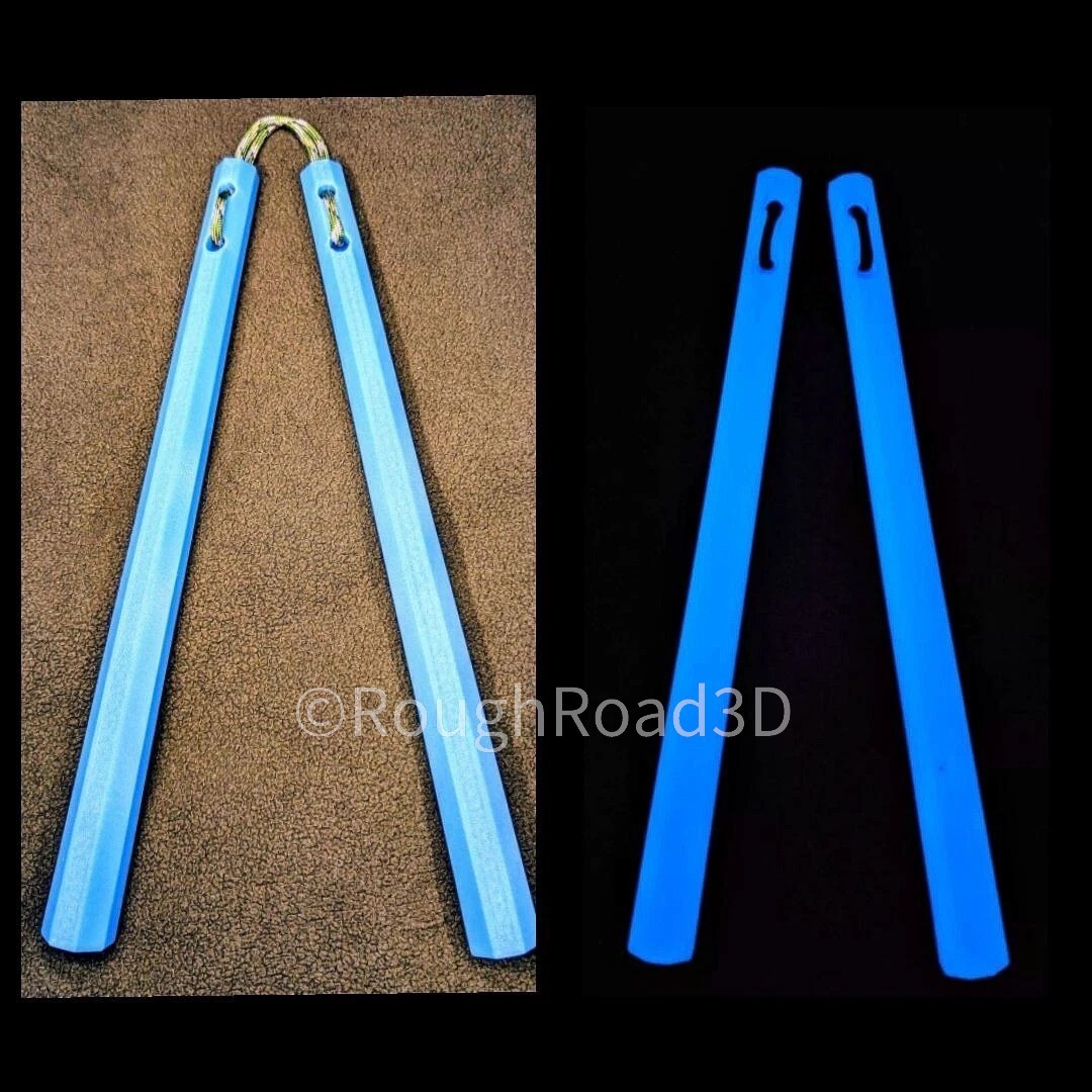 12" Blue Nunchaku (Nun Chucks) that Glow in the Dark Trainer or Cosplay Prop USA