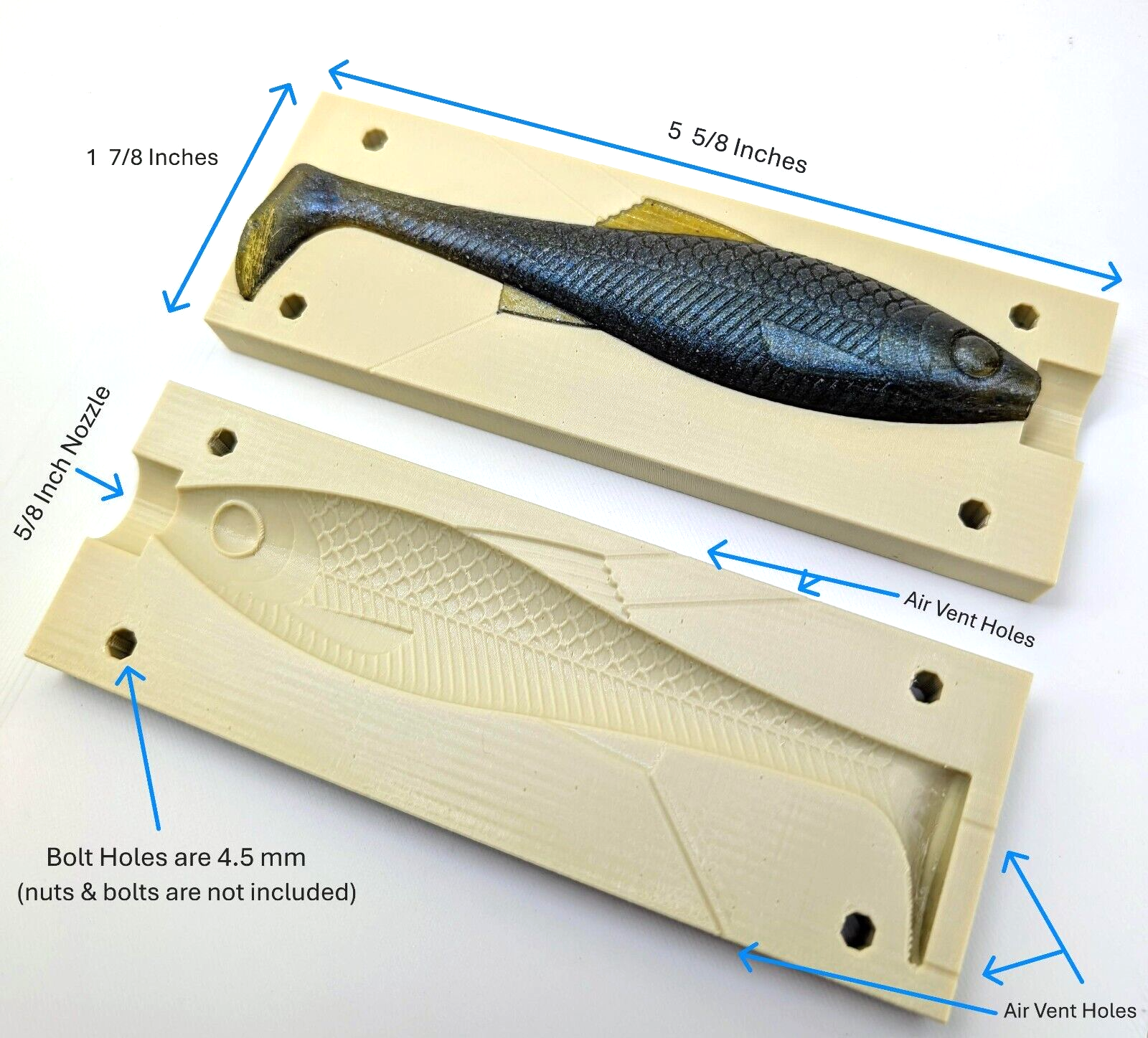 5" Realistic Paddle Tail Swim Bait Soft Plastic Fishing Lure Injection Mold USA